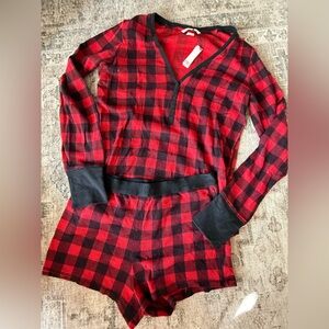 Victoria's Secret Red and Black Plaid Shirt